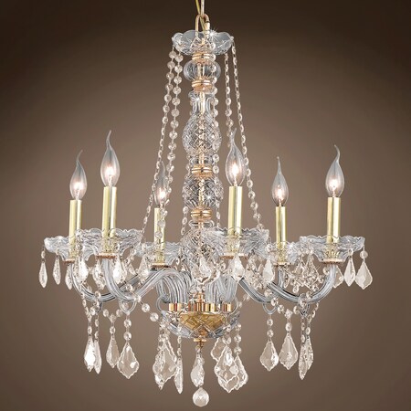 Joshua Marshal Elizabeth 6 Light 24" Gold Chandelier with Cognac Crystals